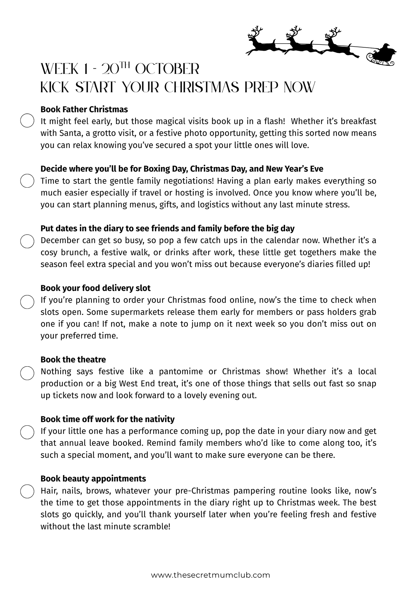 Christmas Template Checklist