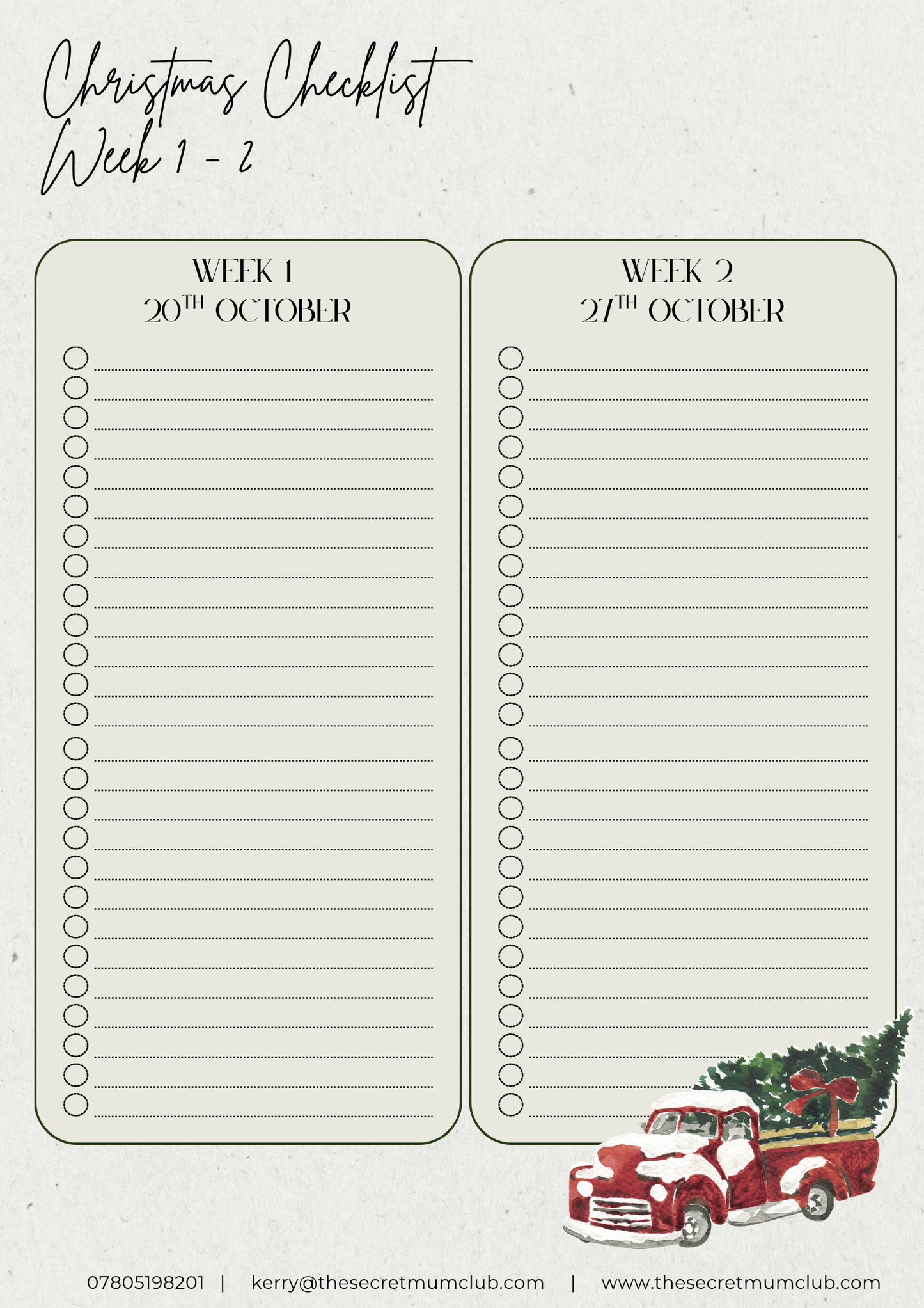 FREE Printable - Christmas Checklist Template